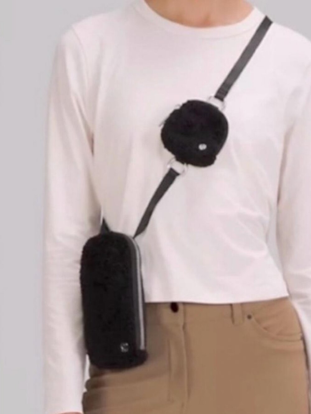 lululemon athletica Black Furry Crossbody Phone Bag.
